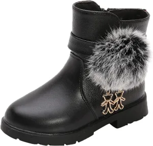 Big Kids &Little Kids Girls Princess Shoes Fashion Bowkont Artificial Leather Boots Snow Boots 4-12.5Y