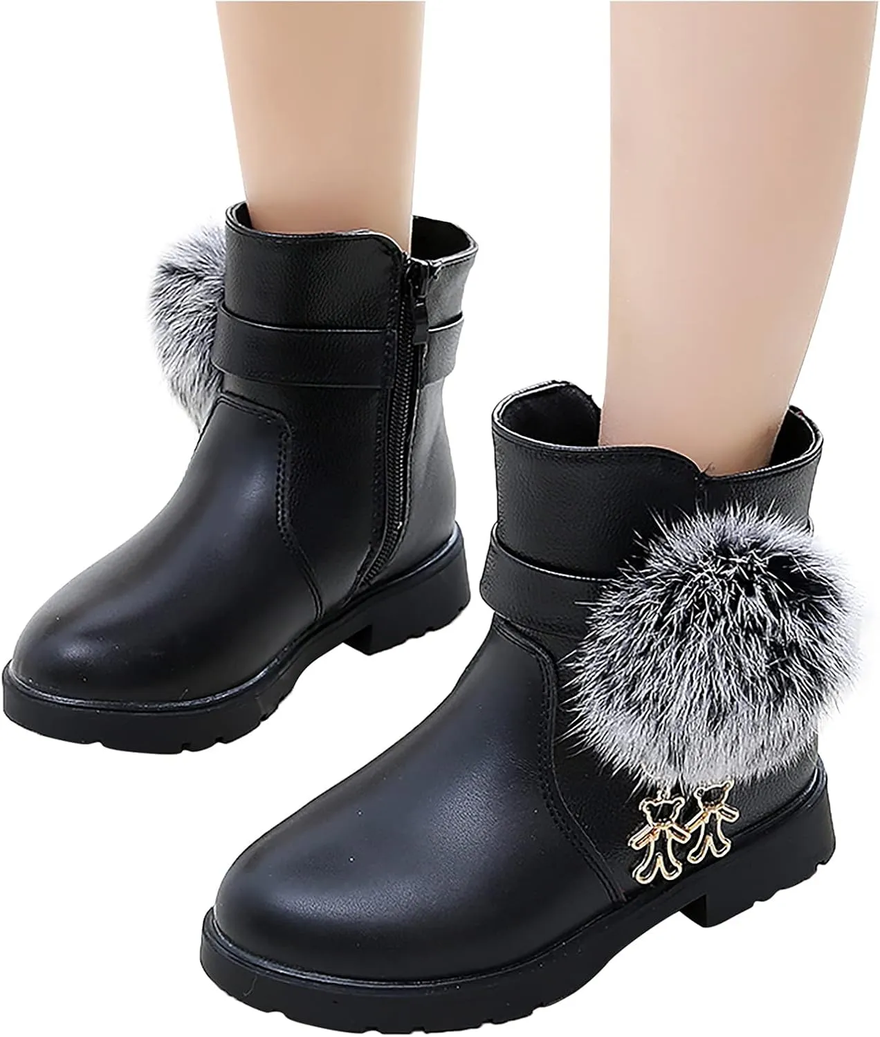 Big Kids &Little Kids Girls Princess Shoes Fashion Bowkont Artificial Leather Boots Snow Boots 4-12.5Y