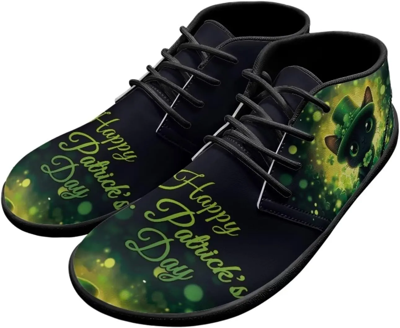 Howilath St. Patrick's Day Barefoot Running Shoes Men Extra Width Running Shoes Trail Running Sneakers for Walking Hiking