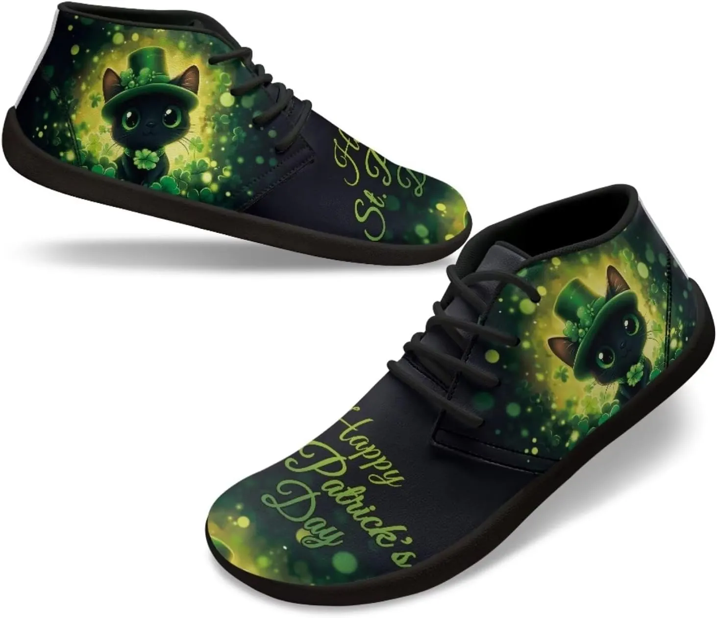 Howilath St. Patrick's Day Barefoot Running Shoes Men Extra Width Running Shoes Trail Running Sneakers for Walking Hiking