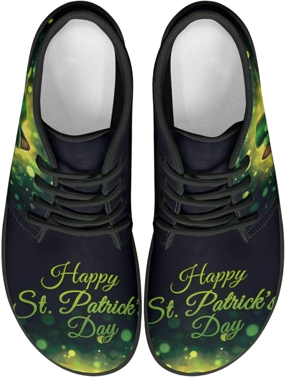 Howilath St. Patrick's Day Barefoot Running Shoes Men Extra Width Running Shoes Trail Running Sneakers for Walking Hiking