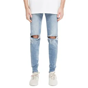 Individuality Men's Large Ripped Jeans Mid Waisted Straight Pants