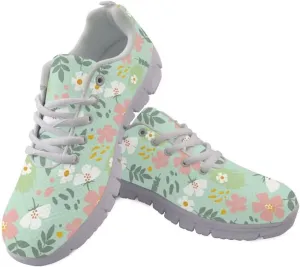 Jeiento Athletic Running Shoes for Women Girls Floral Lightweight Walking Shoes Fashion Sneakers for Men Tennis Shoes Breathable Mesh Gym Sports Shoes