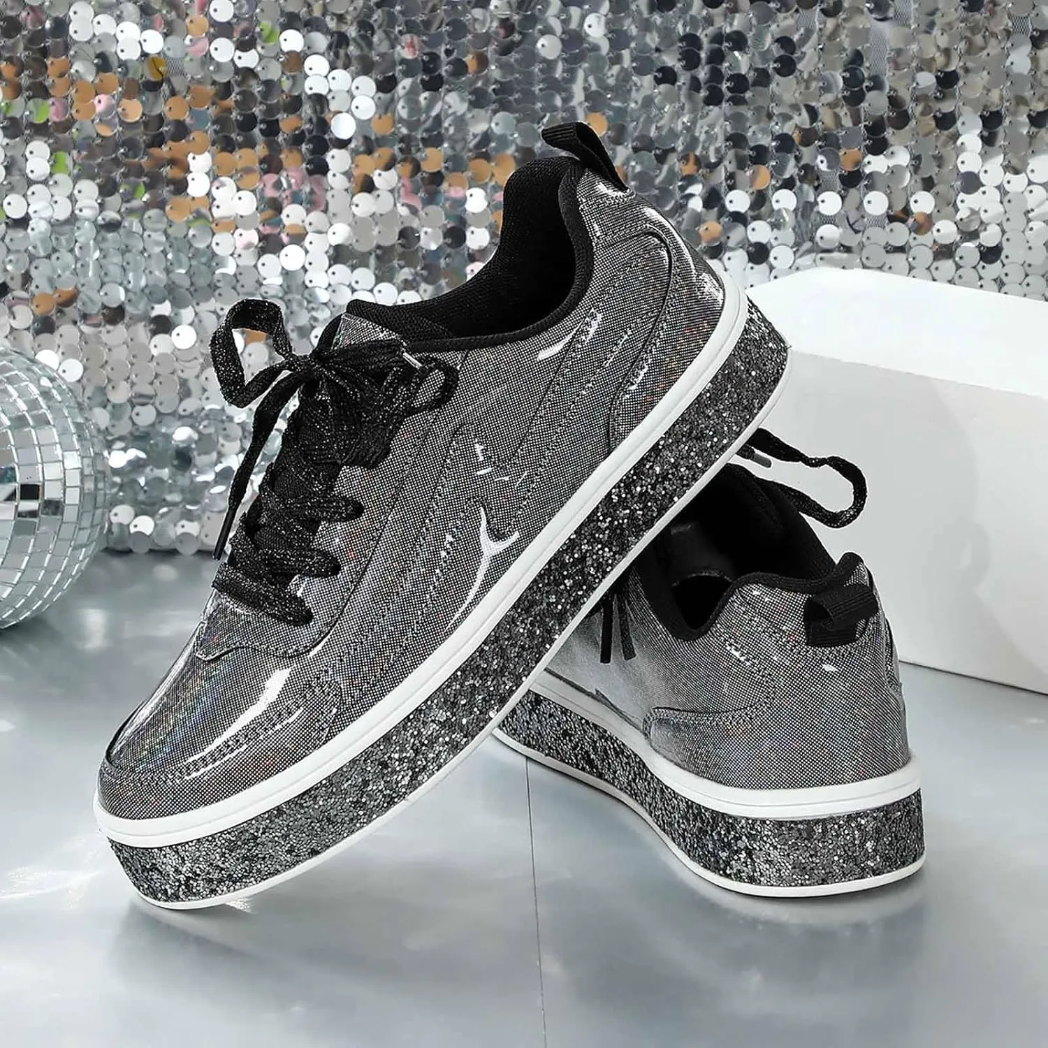 Slip on Walking Shoes Women Dressy PU Leather Non Slip Running Shoes Wide Width Breathable Sports Workout Tennis Shoes Lightweight Fashion Sneakers