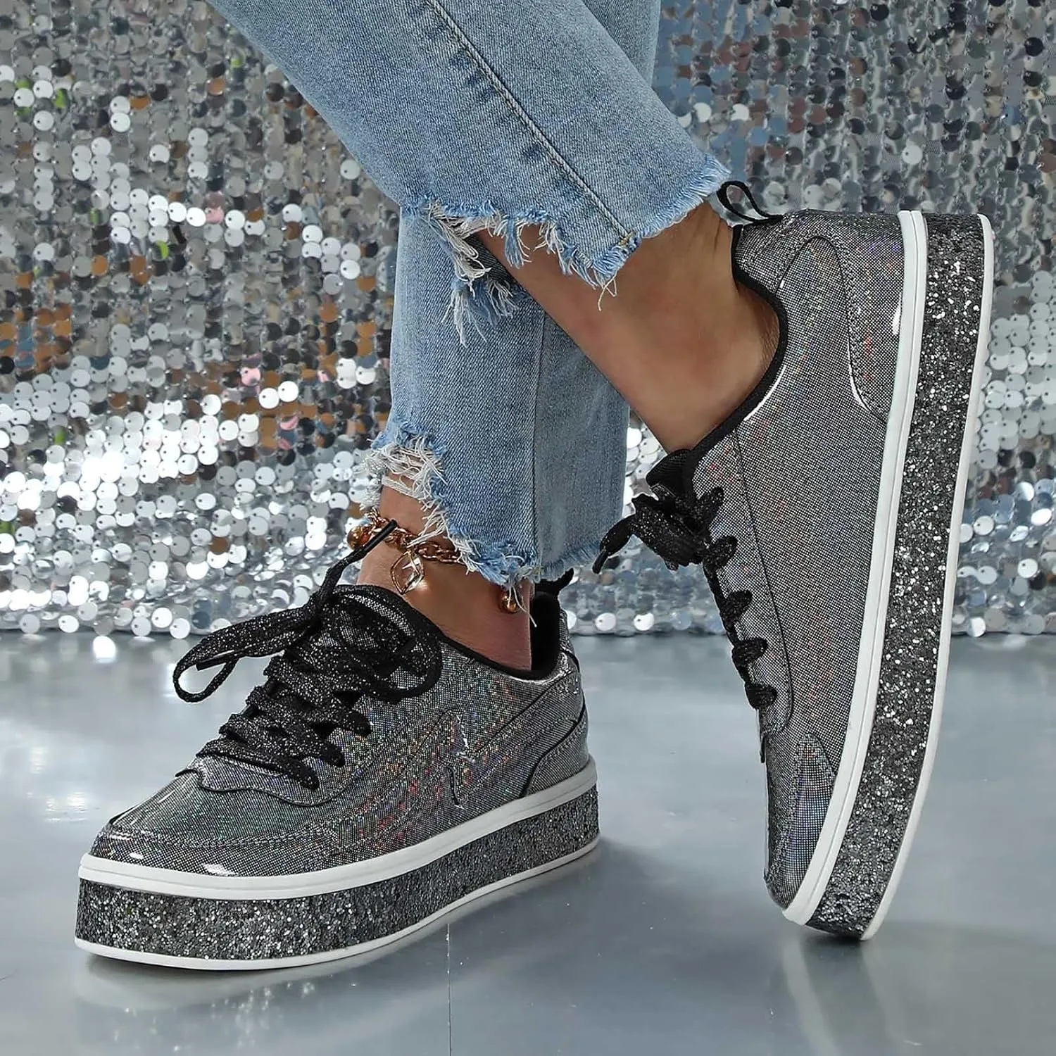 Slip on Walking Shoes Women Dressy PU Leather Non Slip Running Shoes Wide Width Breathable Sports Workout Tennis Shoes Lightweight Fashion Sneakers