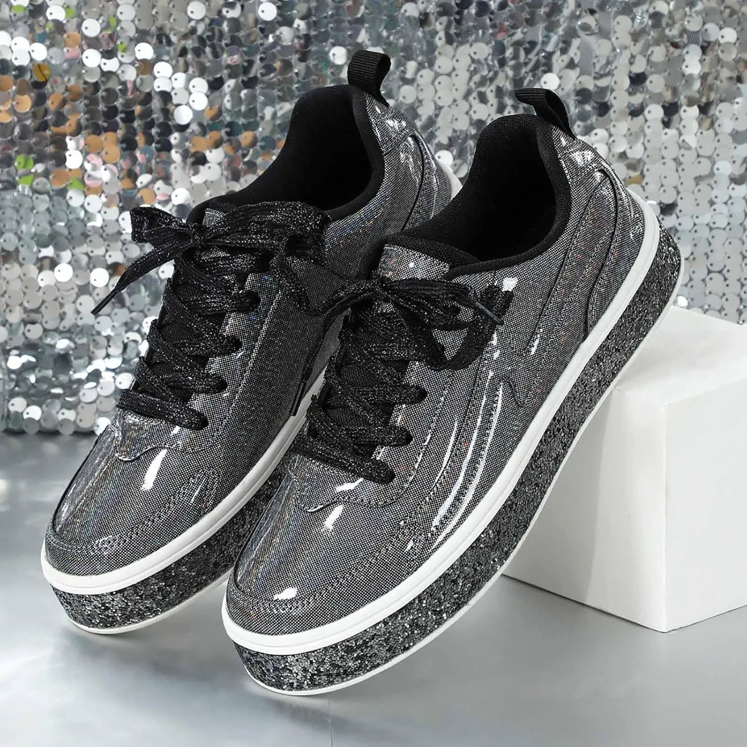 Slip on Walking Shoes Women Dressy PU Leather Non Slip Running Shoes Wide Width Breathable Sports Workout Tennis Shoes Lightweight Fashion Sneakers