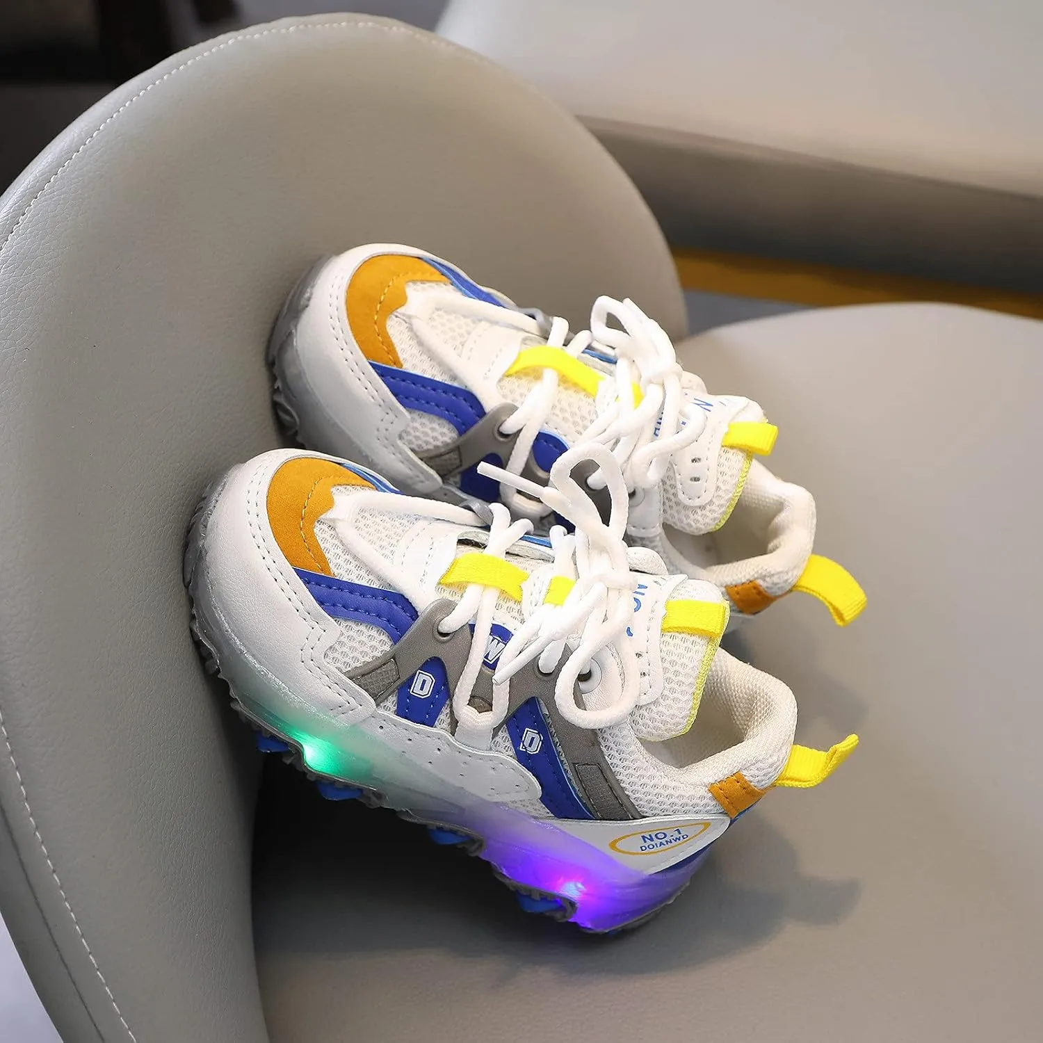 Toddler Girl Shoes Children Kids Baby Girls Boys Sneakers Bling Led Light Casual Lace Up Sport Shoes 1-7 Years