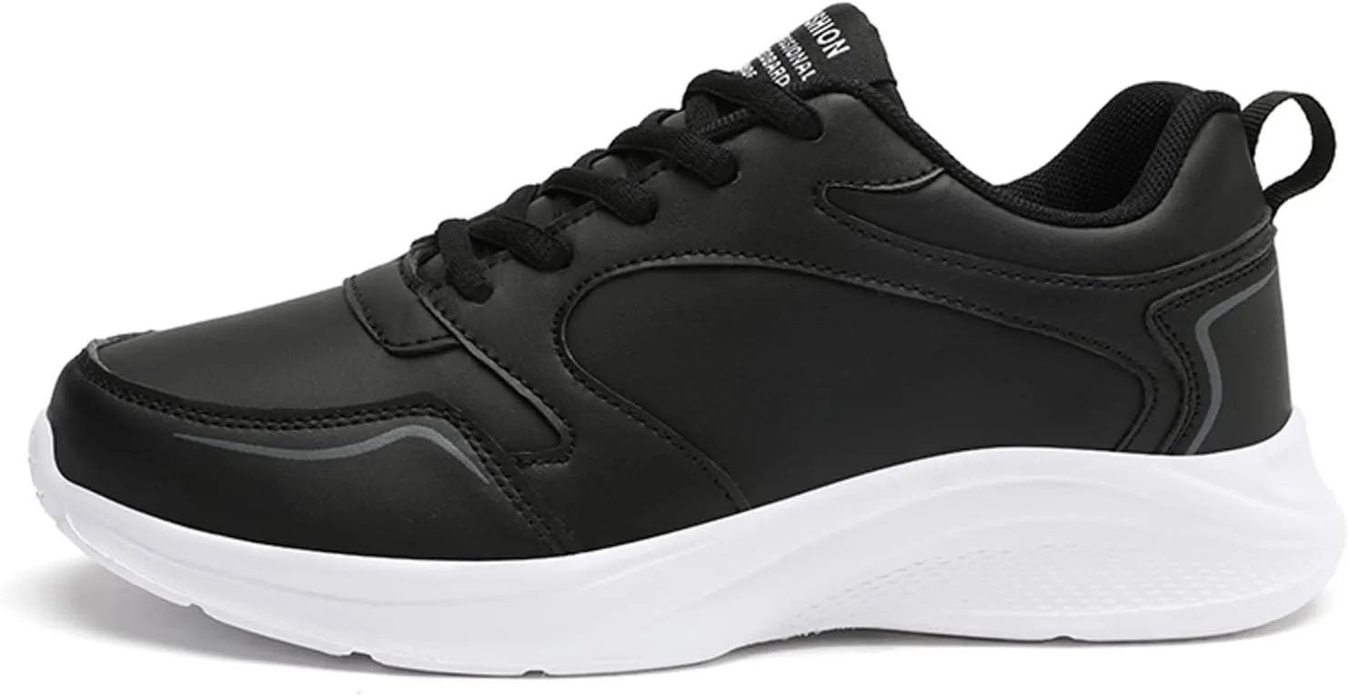 Women's Slip on Walking Shoes Comfy PU Leather Non Slip Arch Support Running Shoes Breathable Mesh Sports Workout Tennis Shoes Lightweight Fashion Sneakers